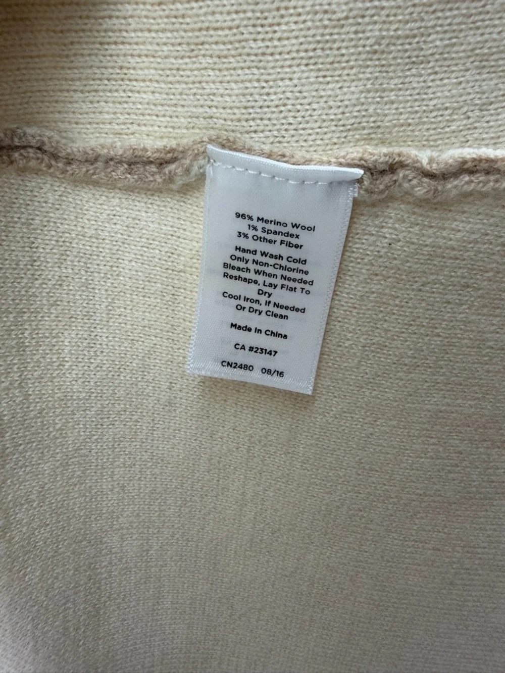 Talbots Pure Merino Wool Ivory Knit Open Long Line Cardigan Sweater SP Petite Sm